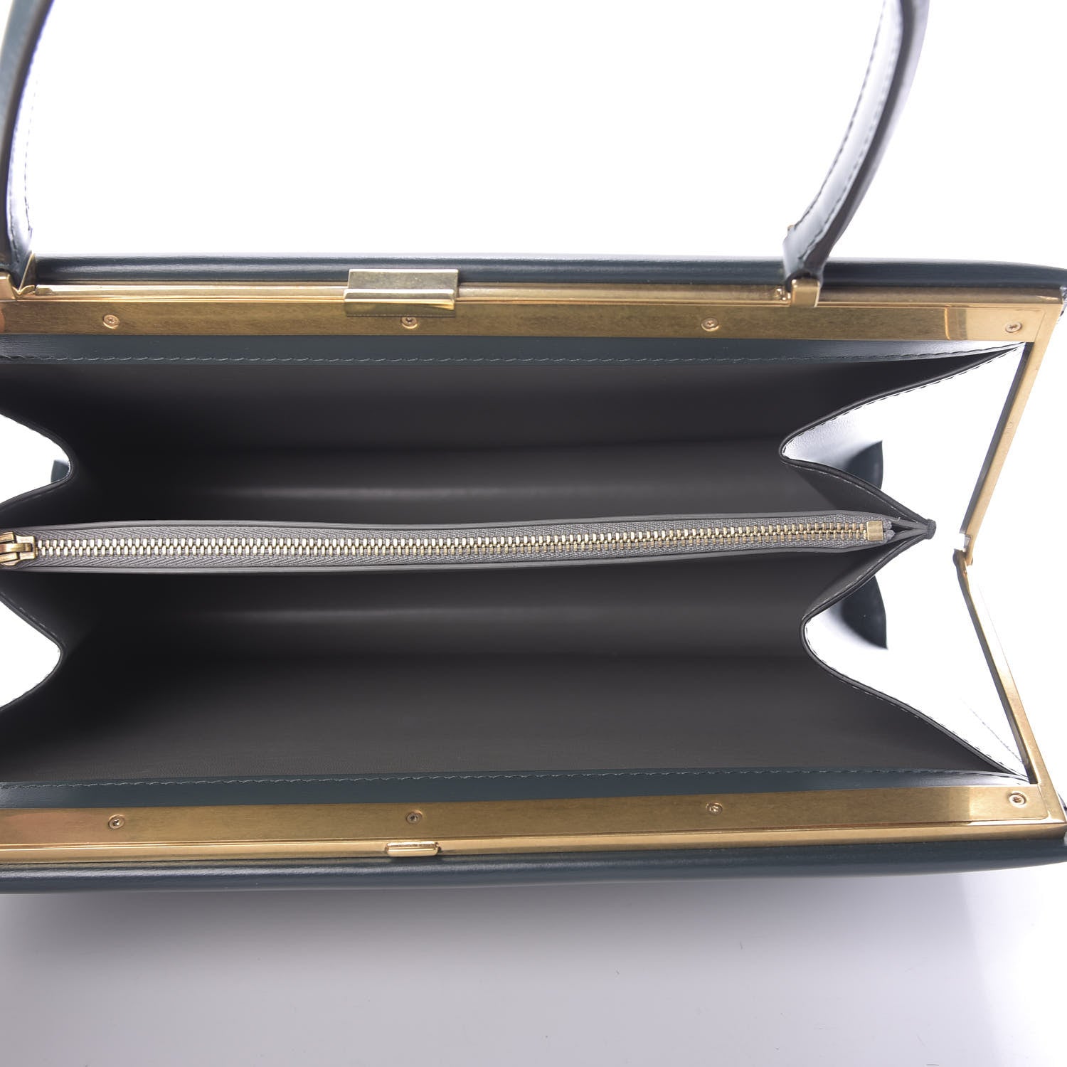 Celine Box Calfskin Medium Clasp Bag Dark Green 5 of 9