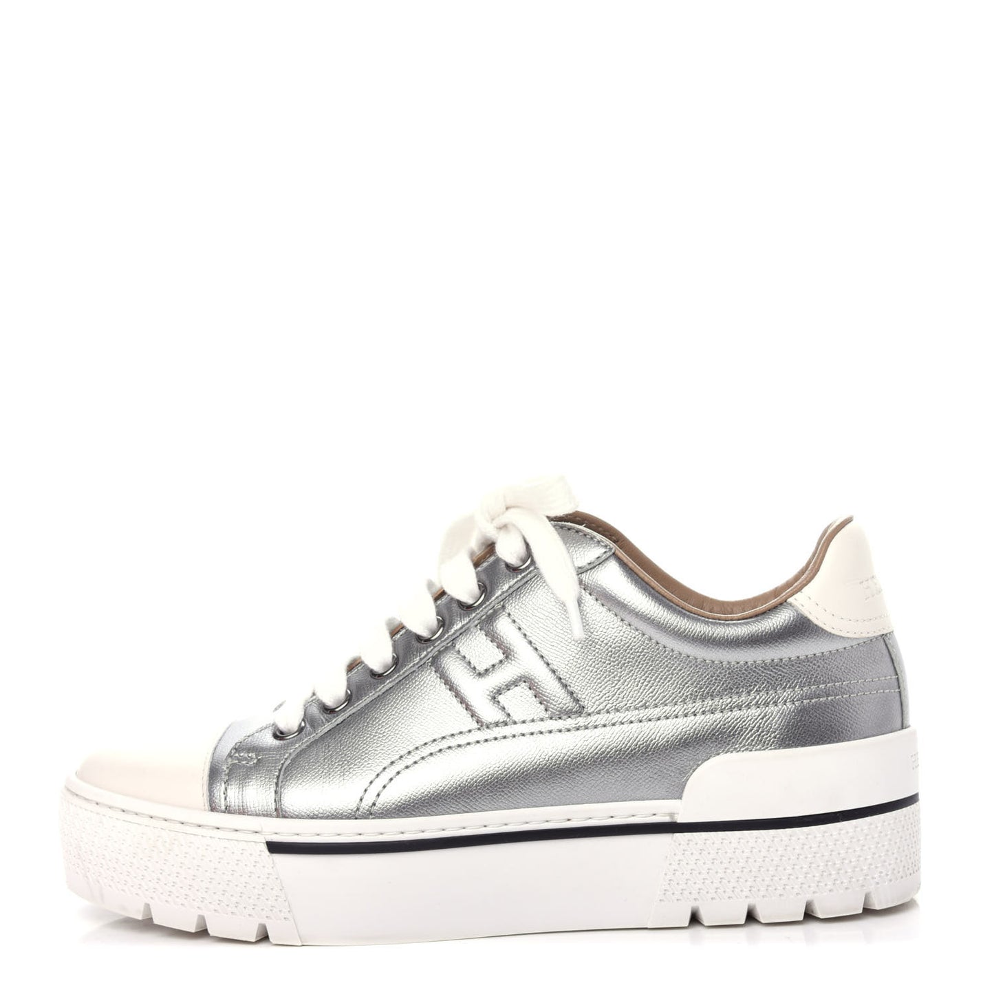 Metallic Epsom Womens Voltage Sneakers 35 Gris Argente Vieilli Black