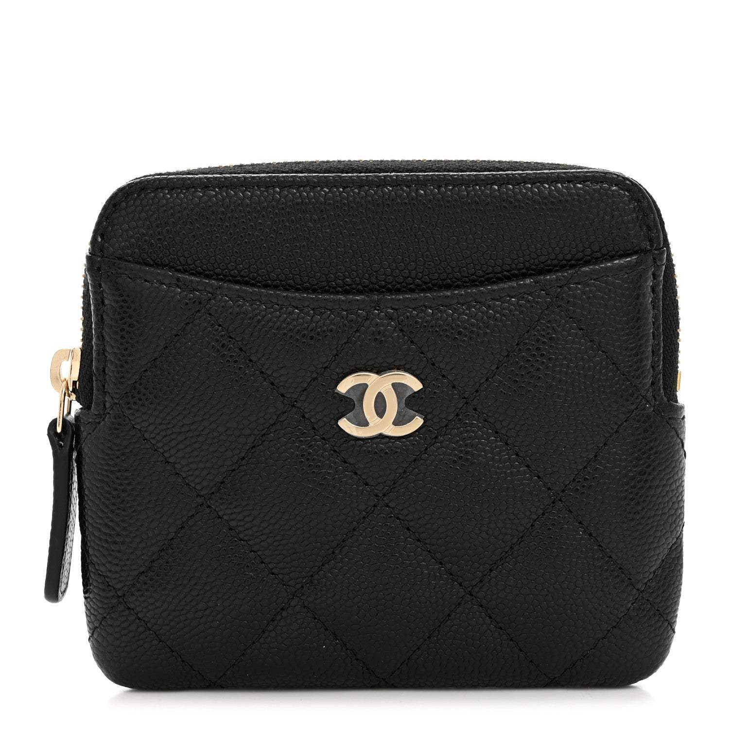 Chanel Caviar Quilted Zip Card Holder Wallet Black 1 of 8