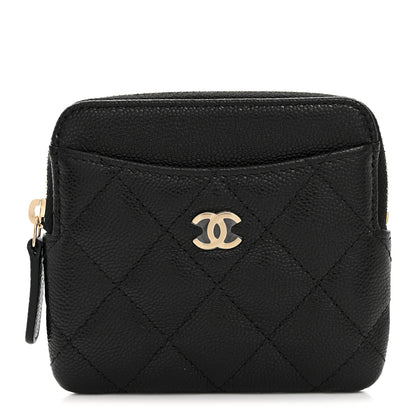 Chanel Caviar Quilted Zip Card Holder Wallet Black 1 of 8