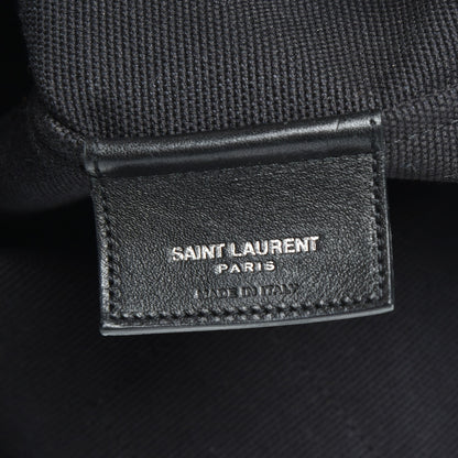 Saint Laurent Canvas Beach Shopping Tote Black Khaki 6 of 7