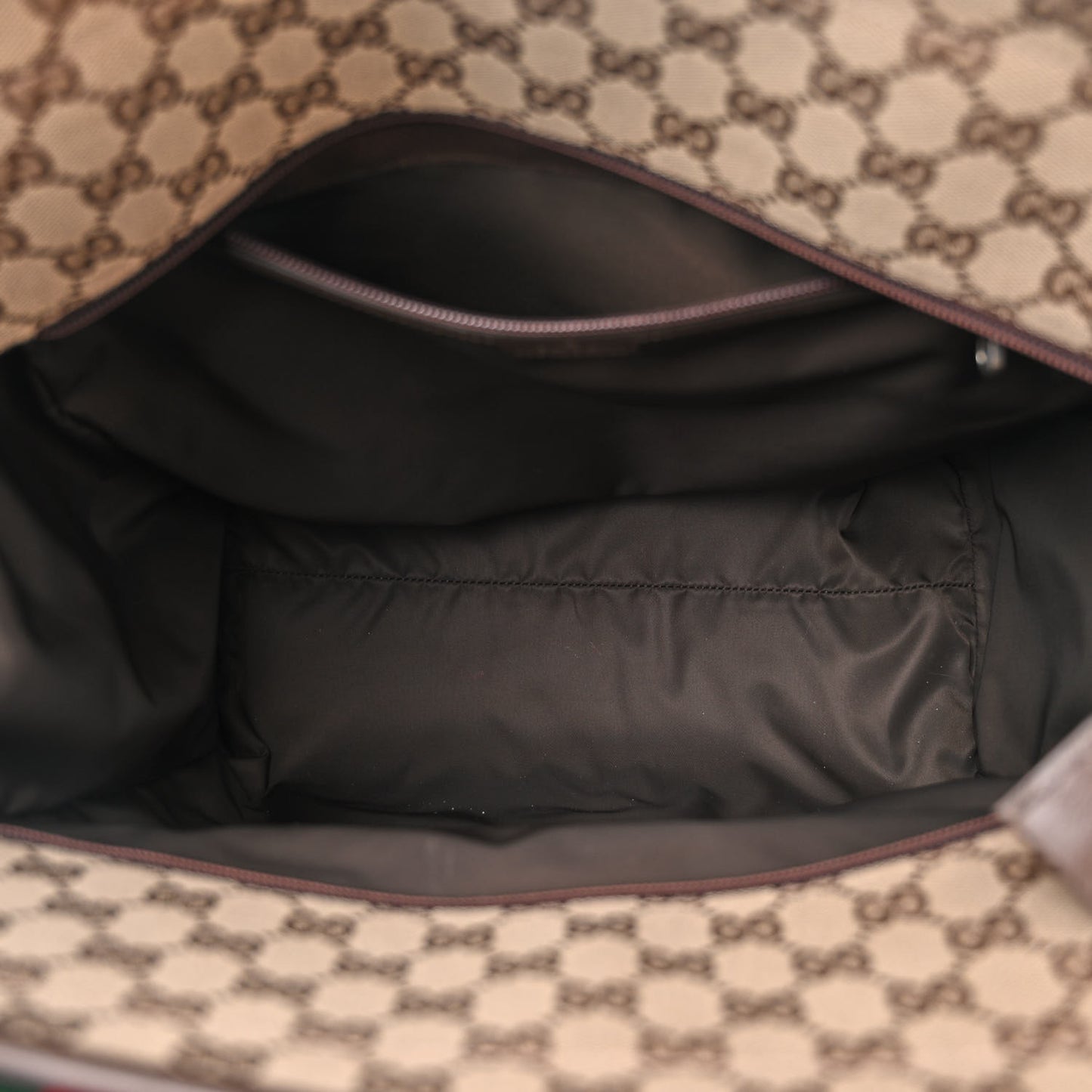 Monogram Web Medium Diaper Bag Beige Ebony