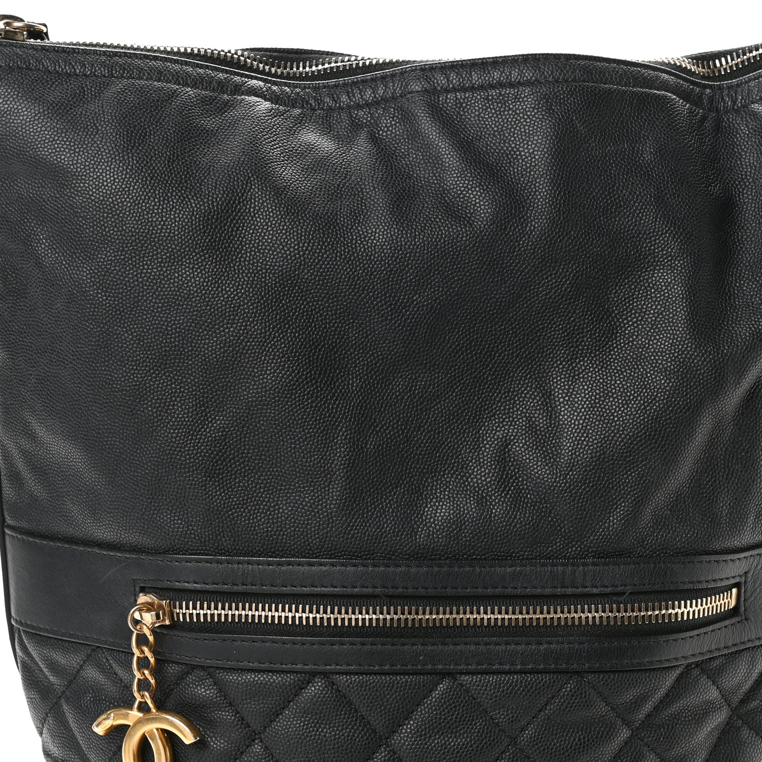 Chanel Caviar Lambskin Quilted Casual Style Hobo Black 8 of 12