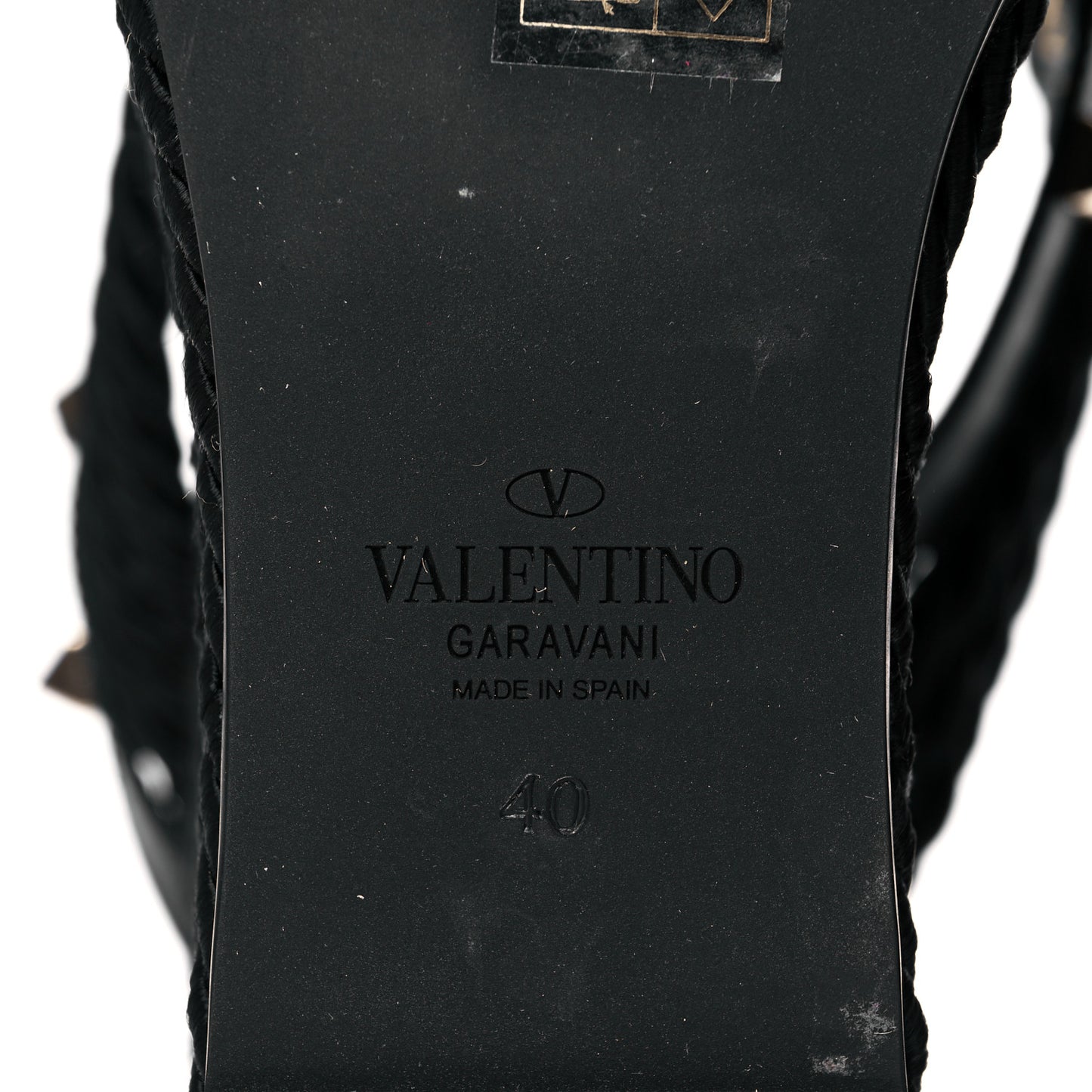 Calfskin Silk Rockstud Torchon Espadrille Wedge 25/95mm Slide Sandals 40 Black