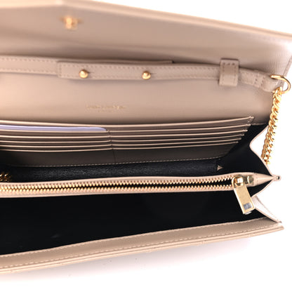 Saint Laurent Grain De Poudre Matelasse Chevron Monogram Chain Wallet Nude Powder 4 of 4