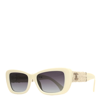 Chanel Acetate Tweed Wool CC Rectangle Sunglasses 5514 White 1 of 9