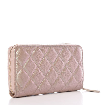 Chanel Iridescent Caviar Quilted Medium Zip Around Wallet Beige 3 of 9