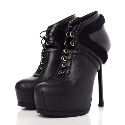 Saint Laurent Nappa Shearling Tribtoo 140 Platform Boots 36 Black 3 of 10