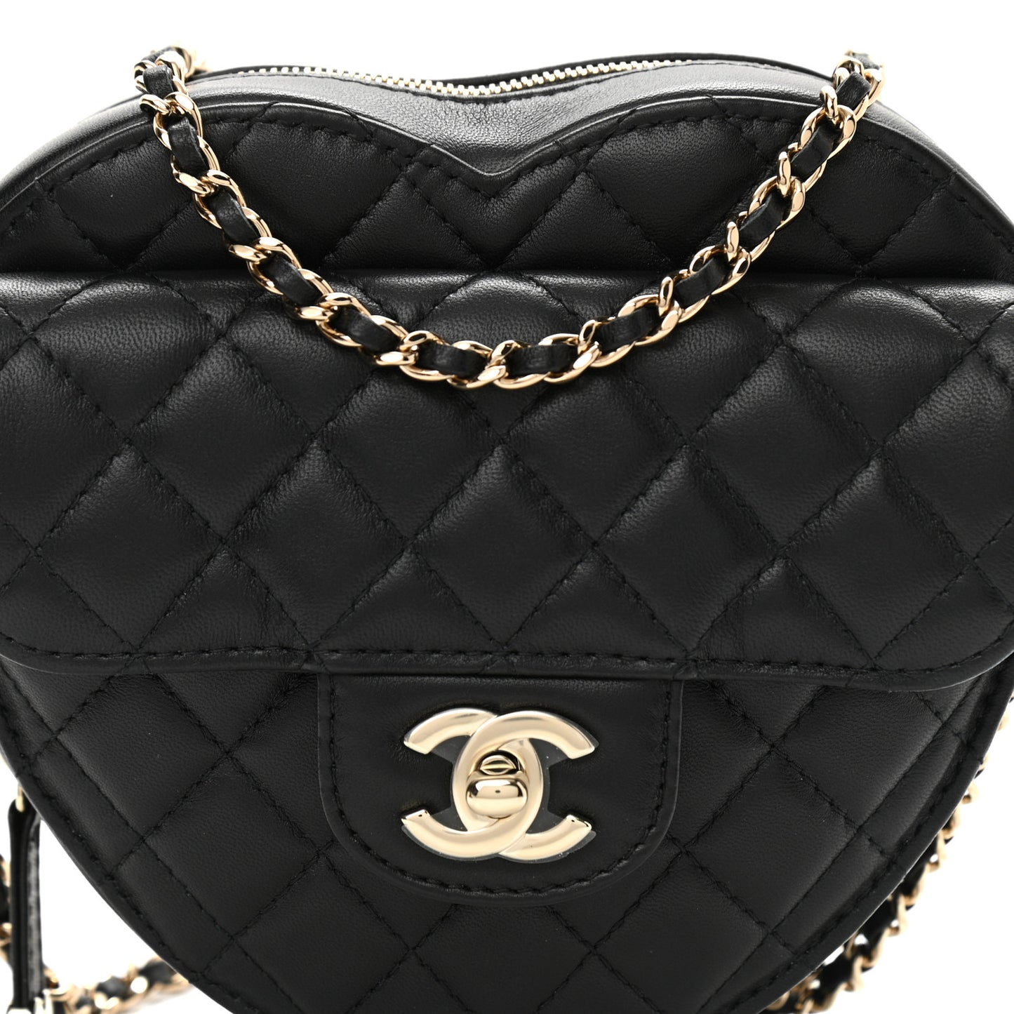 Lambskin Quilted CC In Love Heart Bag Black