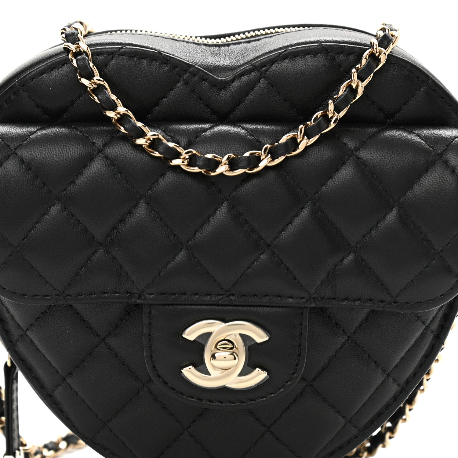 Chanel Lambskin Quilted CC In Love Heart Bag Black 8 of 10