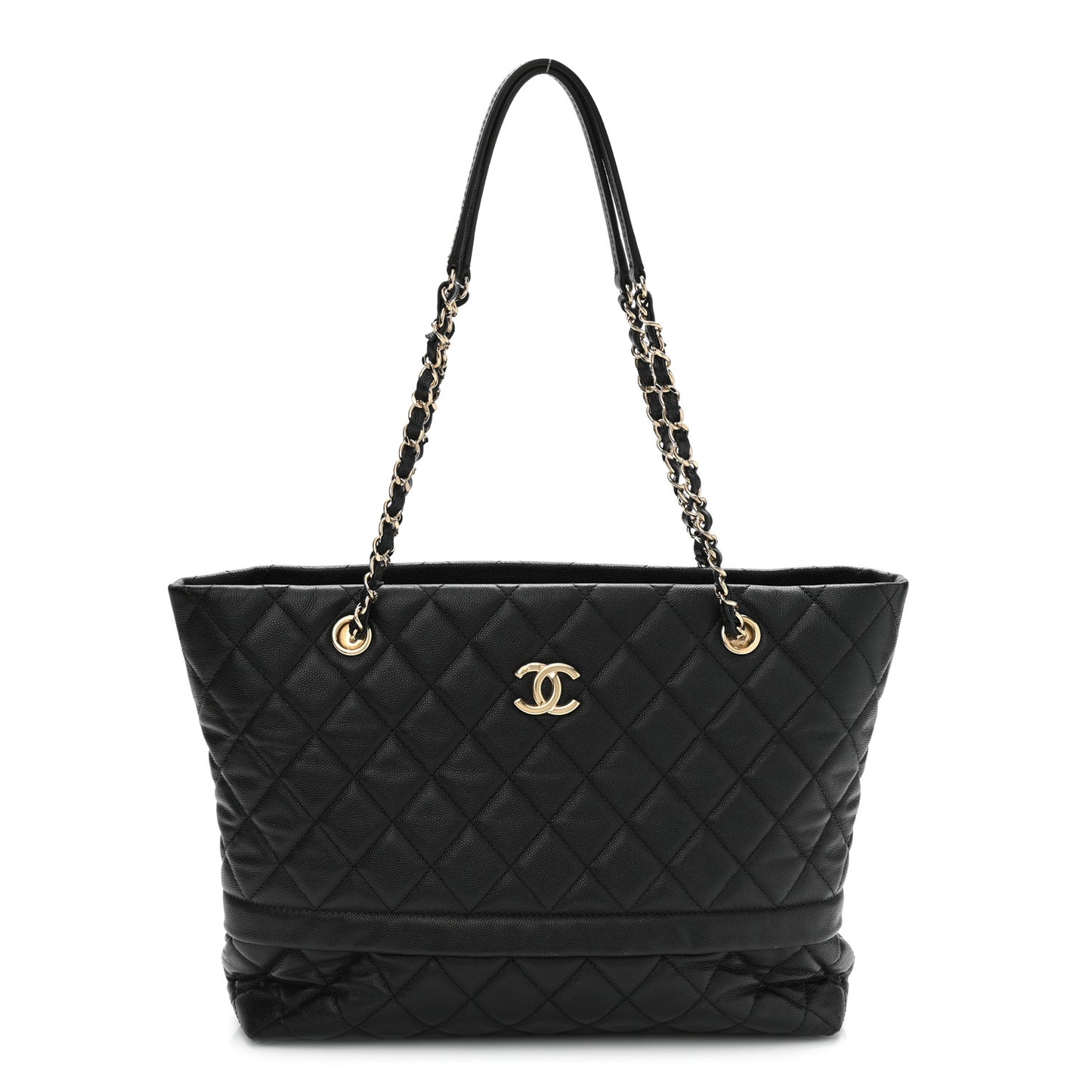 Caviar Quilted Rolled Up Tote Black
