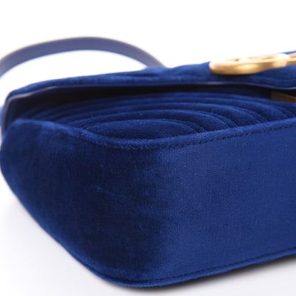 Gucci Velvet Matelasse Small GG Marmont Shoulder Bag Cobalt Blue 8 of 9