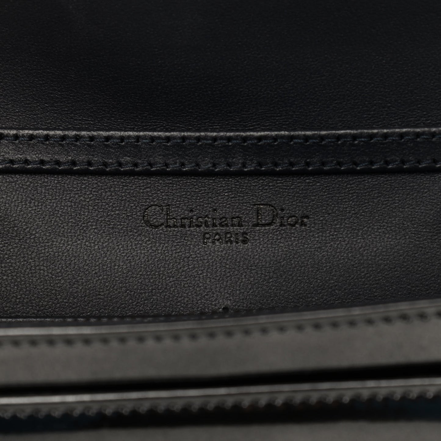 Metallic Patent Micro-Cannage Diorama Wallet on Chain Pouch Black