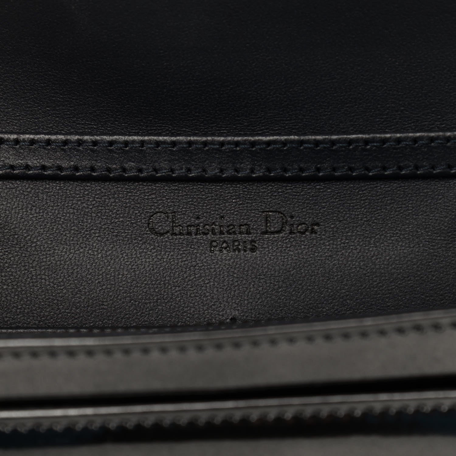 Christian Dior Metallic Patent Micro-Cannage Diorama Wallet on Chain Pouch Black 8 of 8