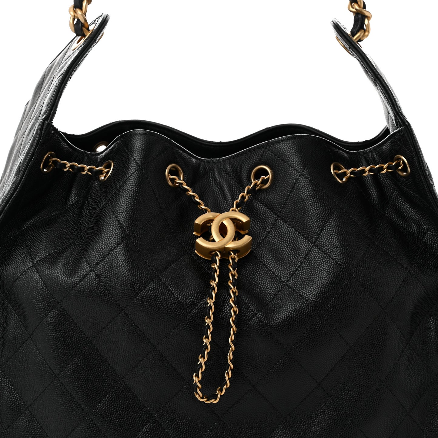 Caviar Quilted Medium Chanel 25 Handbag Black