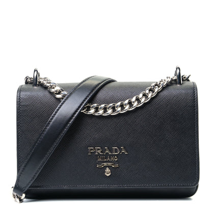 Prada Saffiano Soft Calf Chain Crossbody Bag Black 1 of 5