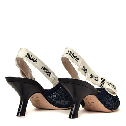 Christian Dior Resille Lambskin Ribbon J'Adior Slingback 65mm Pumps 35 Indigo Blue 6 of 12