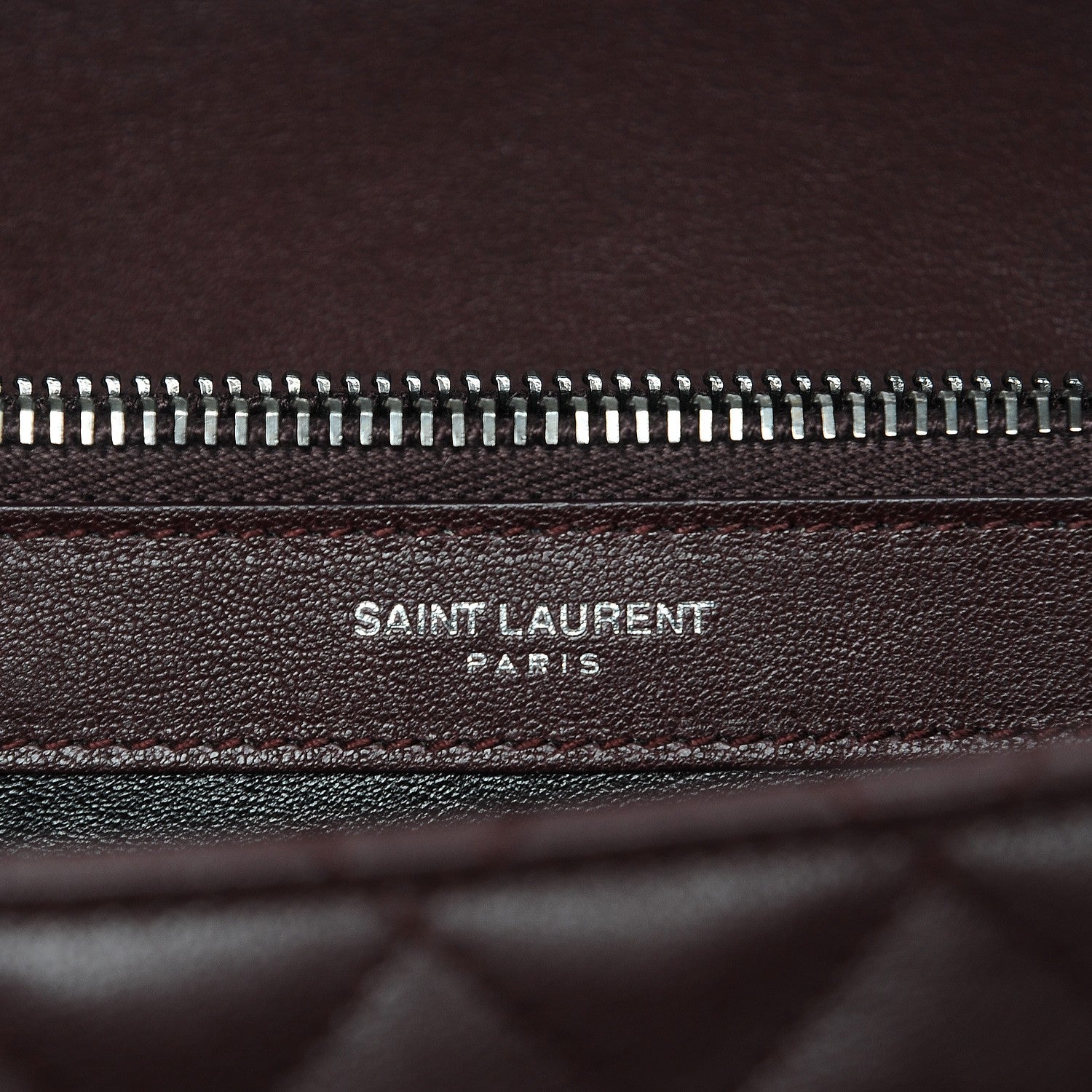 Saint Laurent Calfskin Mixed Matelasse Triquilt Large Monogram Envelope Satchel Bordeaux 6 of 9