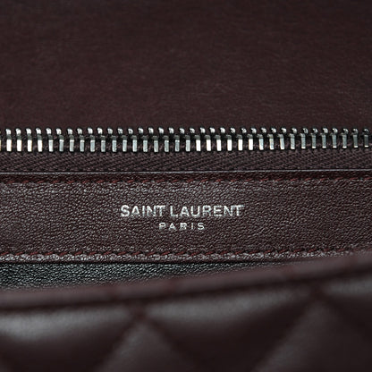 Saint Laurent Calfskin Mixed Matelasse Triquilt Large Monogram Envelope Satchel Bordeaux 6 of 9