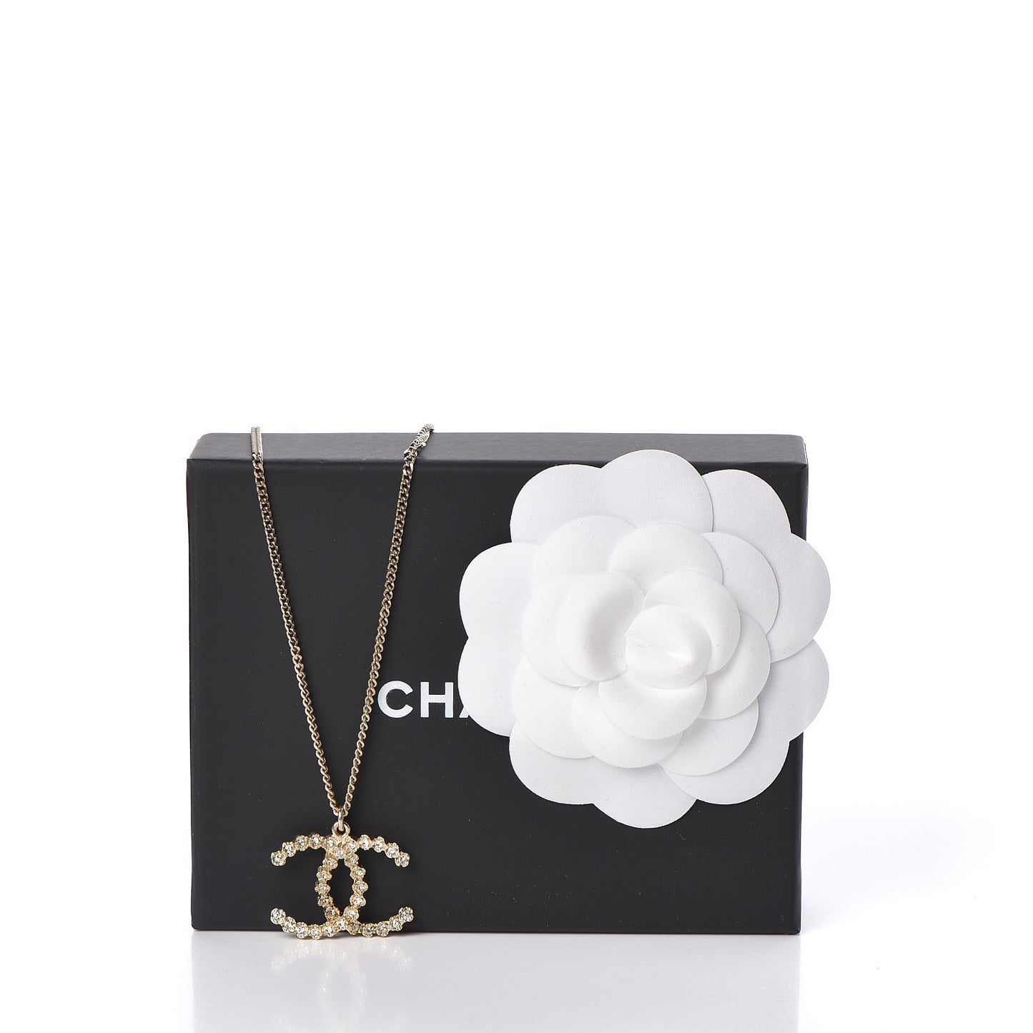 Crystal CC Pendant Necklace Gold