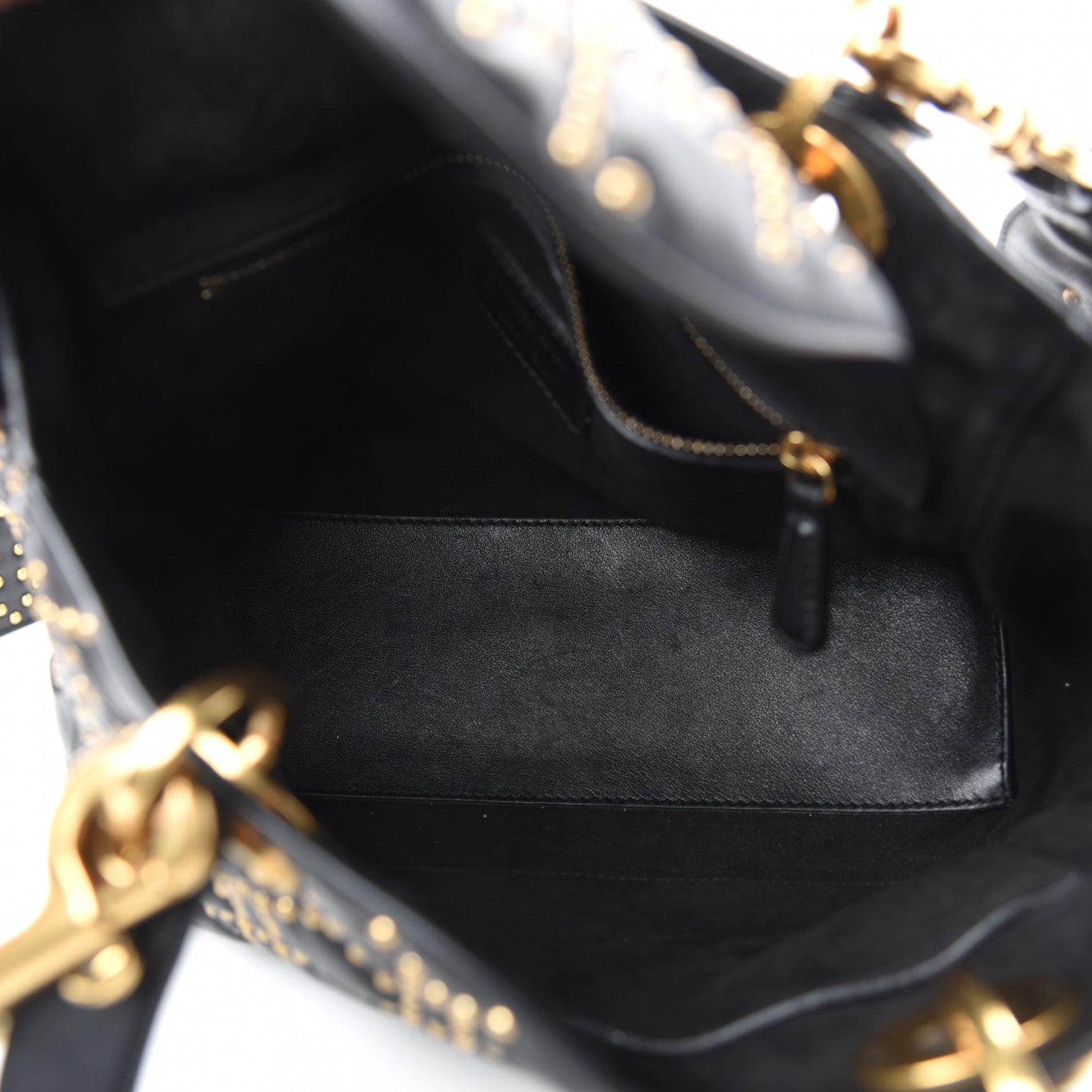 Christian Dior Calfskin Cannage Studded Medium Supple Lady Dior Black 5 of 10