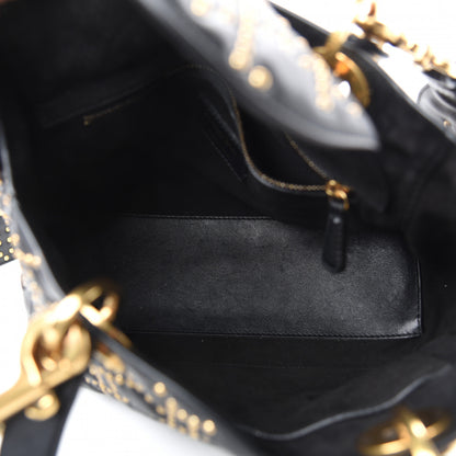 Christian Dior Calfskin Cannage Studded Medium Supple Lady Dior Black 5 of 10