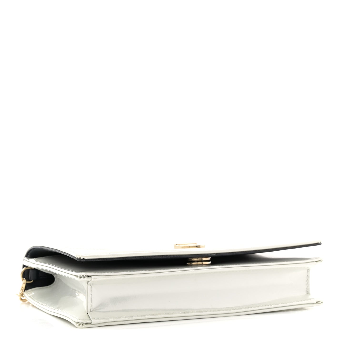 Patent Micro-Cannage Diorama Wallet on Chain Pouch White