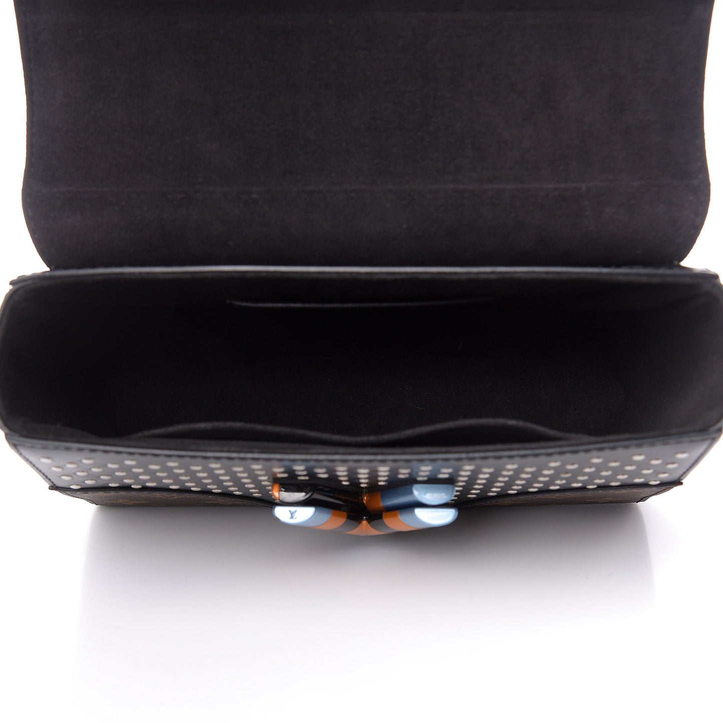 Calfskin Monogram Twist Studded Shoulder Bag MM Black