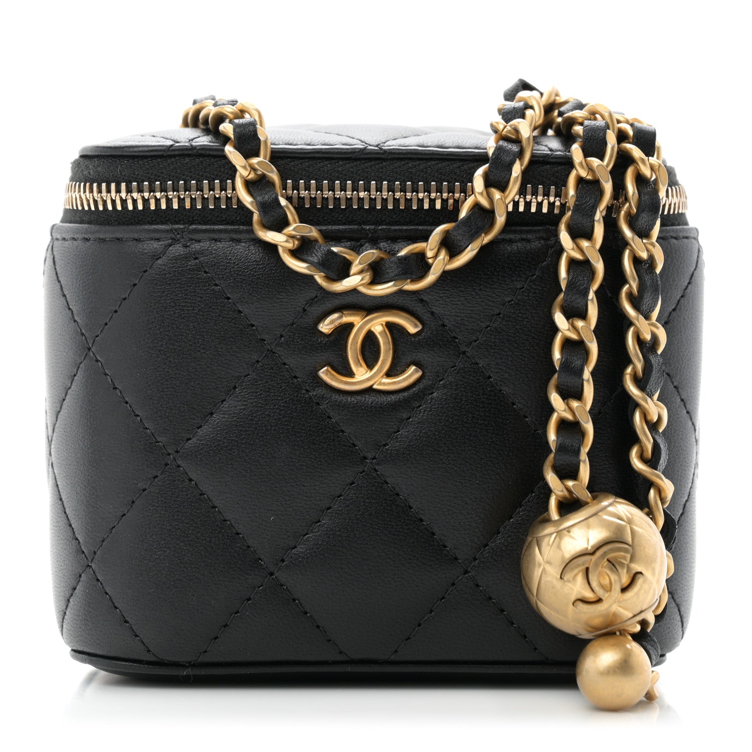 Chanel Lambskin Quilted Mini Pearl Crush Vanity Case With Chain Black 1 of 10