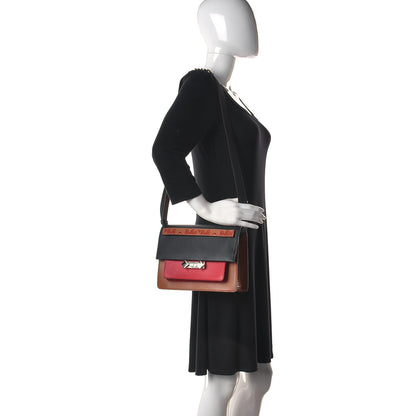 MCM Calfskin Milano Shoulder Bag Red Brown Black 3 of 12