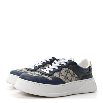 Gucci GG Supreme Calfskin Monogram Mens Interlocking G 55mm Sneakers 9 Beige Blue Black 4 of 10