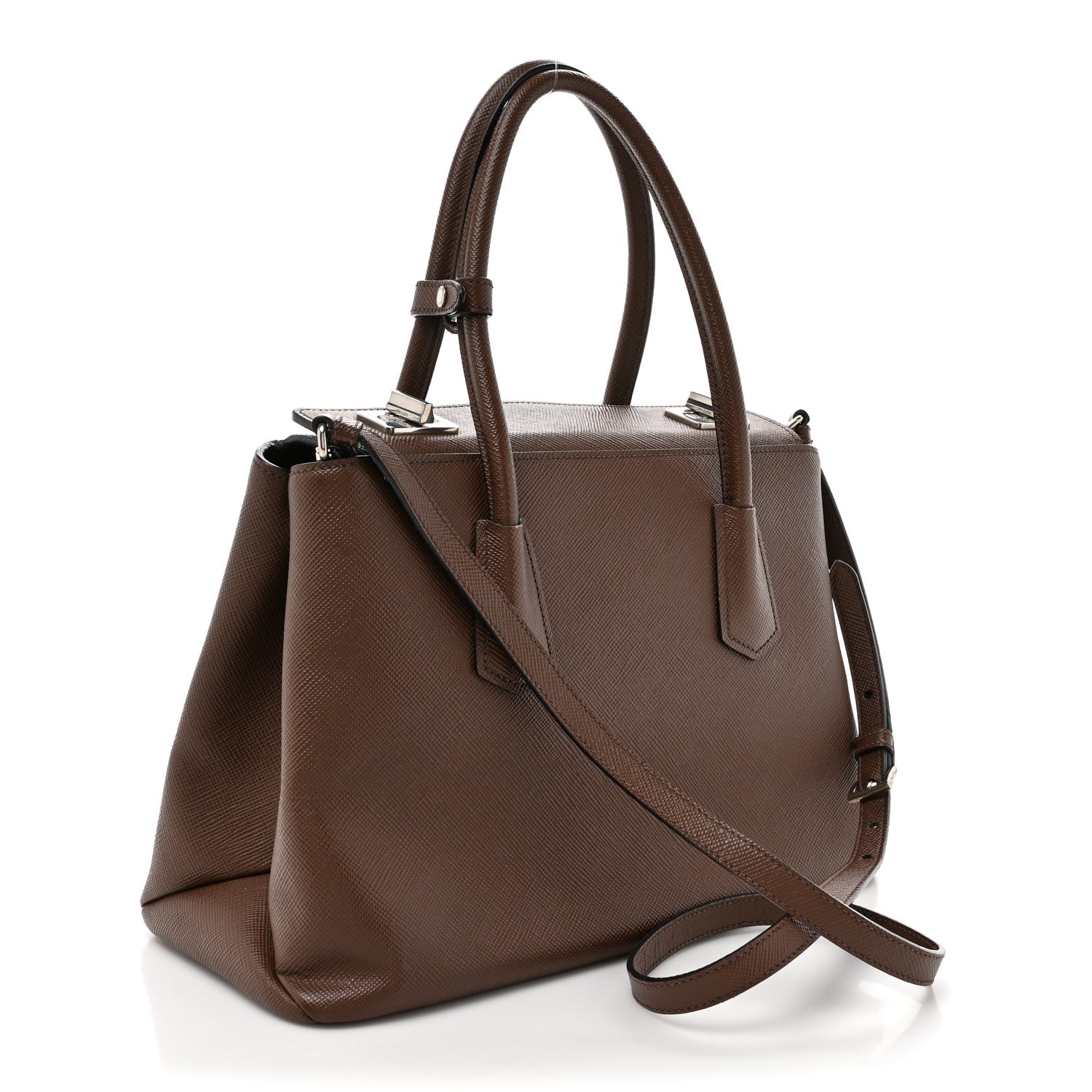 Prada Saffiano Cuir Twin Tote Cocoa 3 of 17