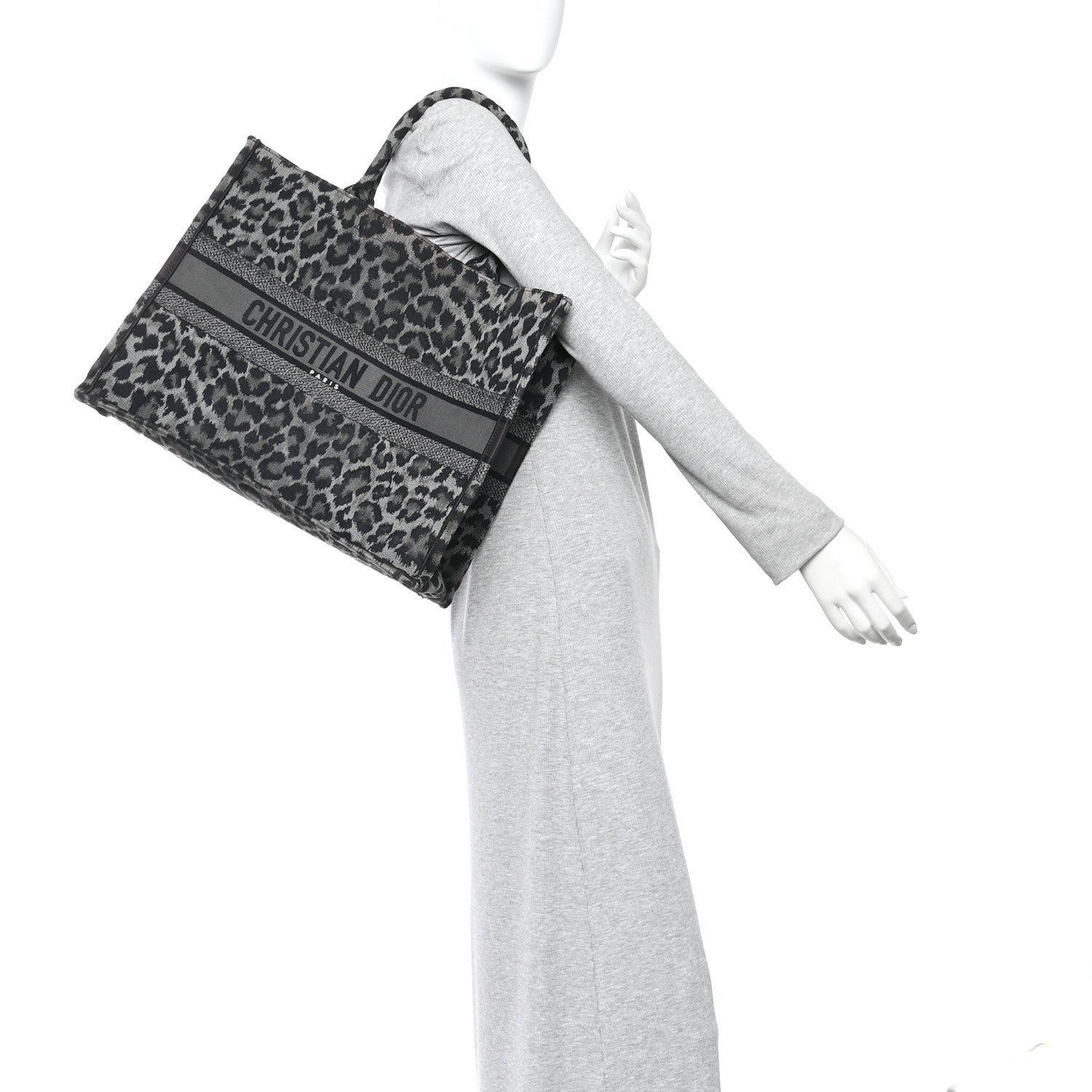 Christian Dior Canvas Mizza Embroidered Large Leopard Book Tote