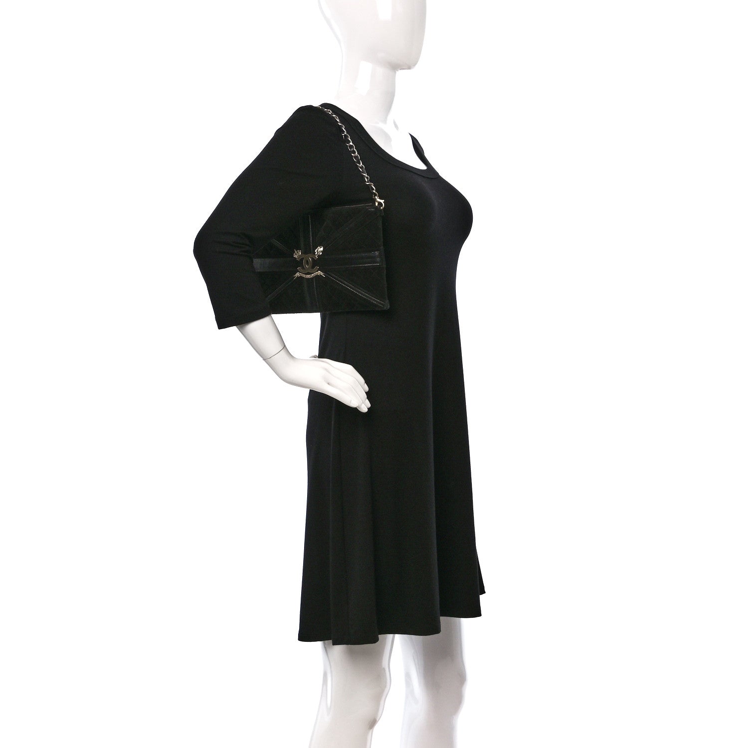 Chanel Suede Union Jack Clutch Black 2 of 10