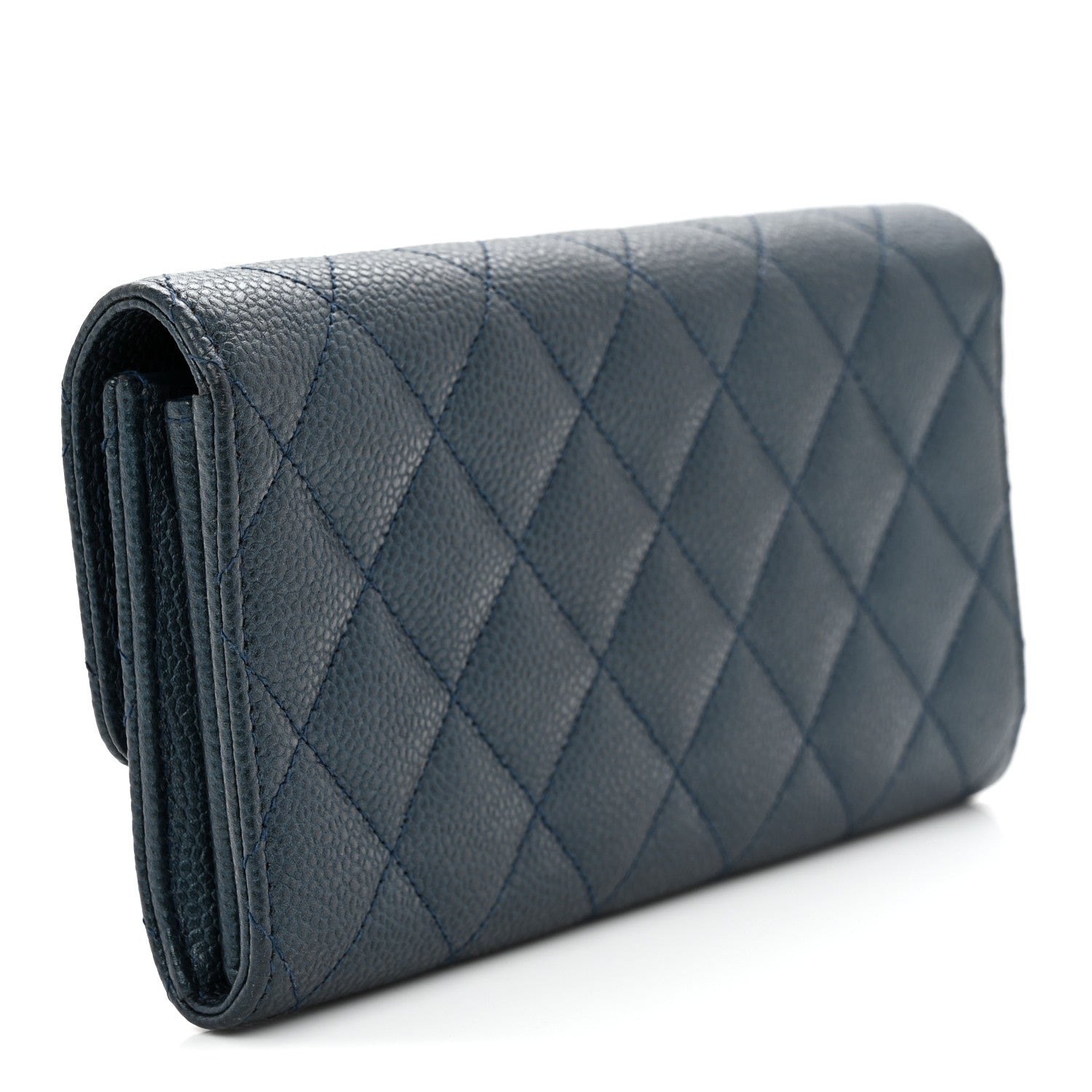 Chanel Iridescent Caviar Quilted Large Gusset Flap Wallet Dark
