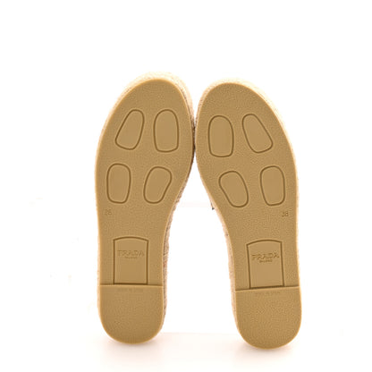 Prada Canvas Logo Espadrille Platform Sandals 38 Blue 6 of 10