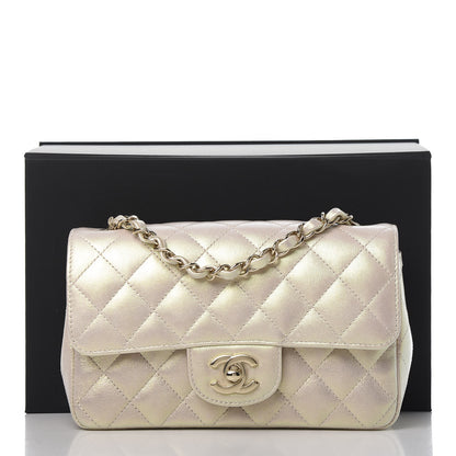 Chanel Iridescent Lambskin Quilted Mini Rectangular Flap Ivory 11 of 11
