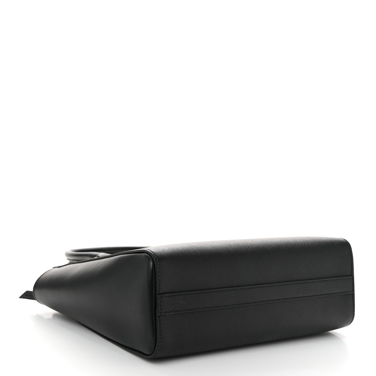 Saffiano Soft Calfskin Small Zippered Tote Black