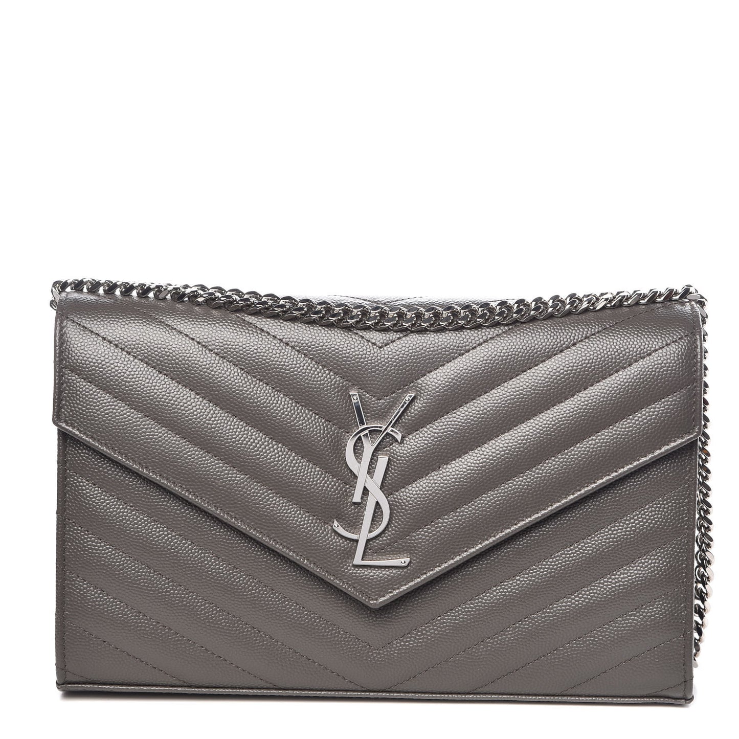 Grain De Poudre Matelasse Chevron Monogram Chain Wallet Earth