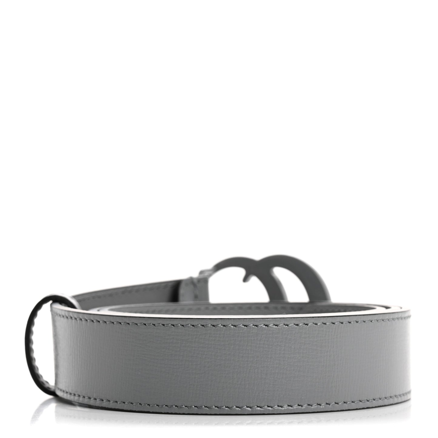 Azalea Calfskin Enamel Monochrome Double G 30mm Belt 85 34 Deep Grey