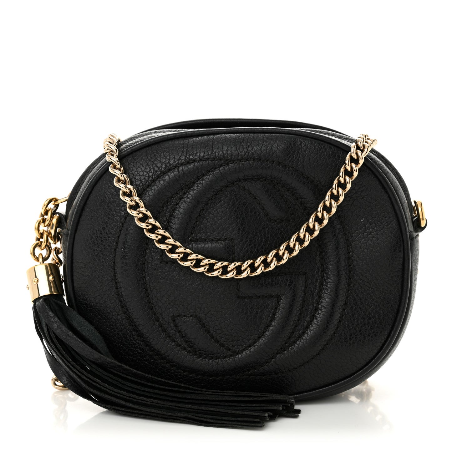 Pebbled Calfskin Mini Soho Chain Bag Black