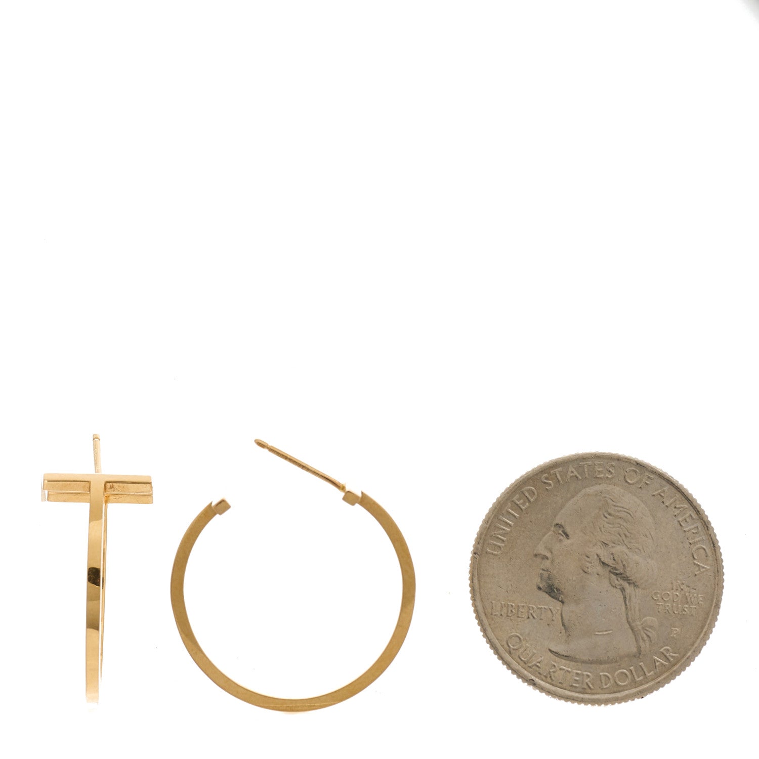 Tiffany 18K Rose Gold Medium T Wire Hoop Earrings 2 of 5