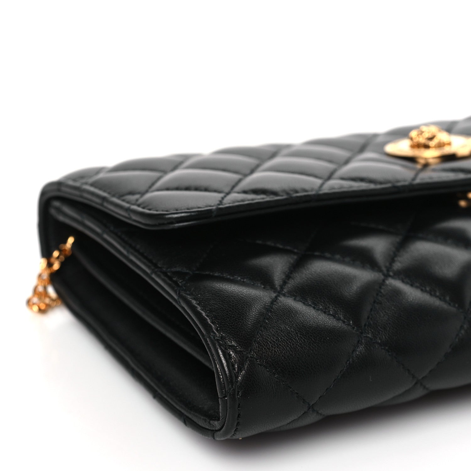 Versace Lambskin Quilted Medusa Wallet on Chain Crossbody Black 7 of 8