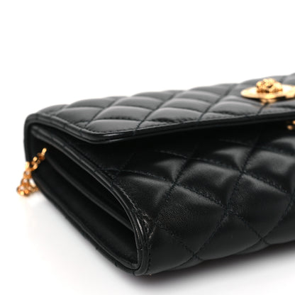 Versace Lambskin Quilted Medusa Wallet on Chain Crossbody Black 7 of 8