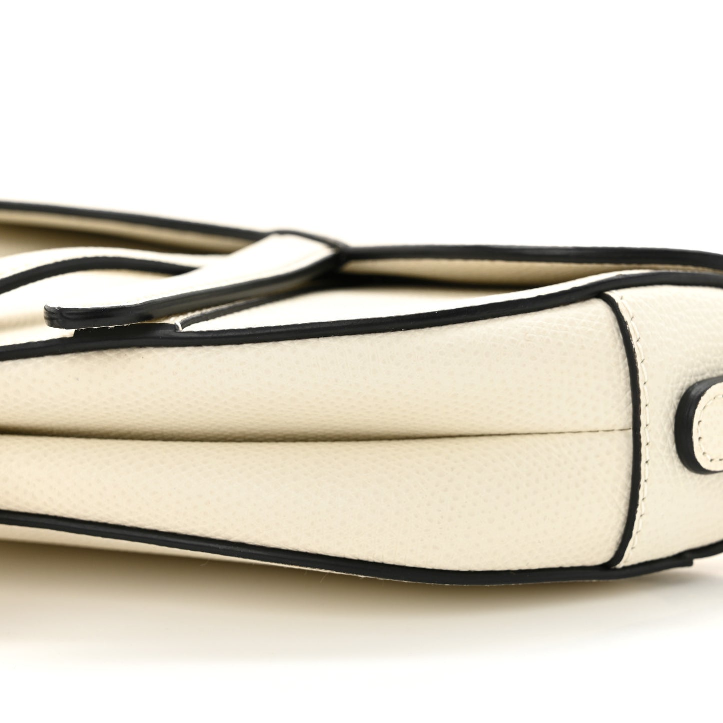 Grained Calfskin Mini Saddle Bag White