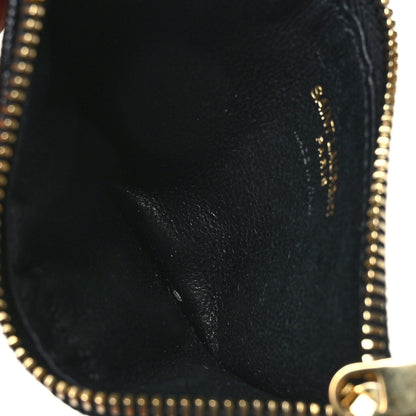 Saint Laurent Grain De Poudre Matelasse Chevron Monogram Fragments Zippered Card Case Black 5 of 7