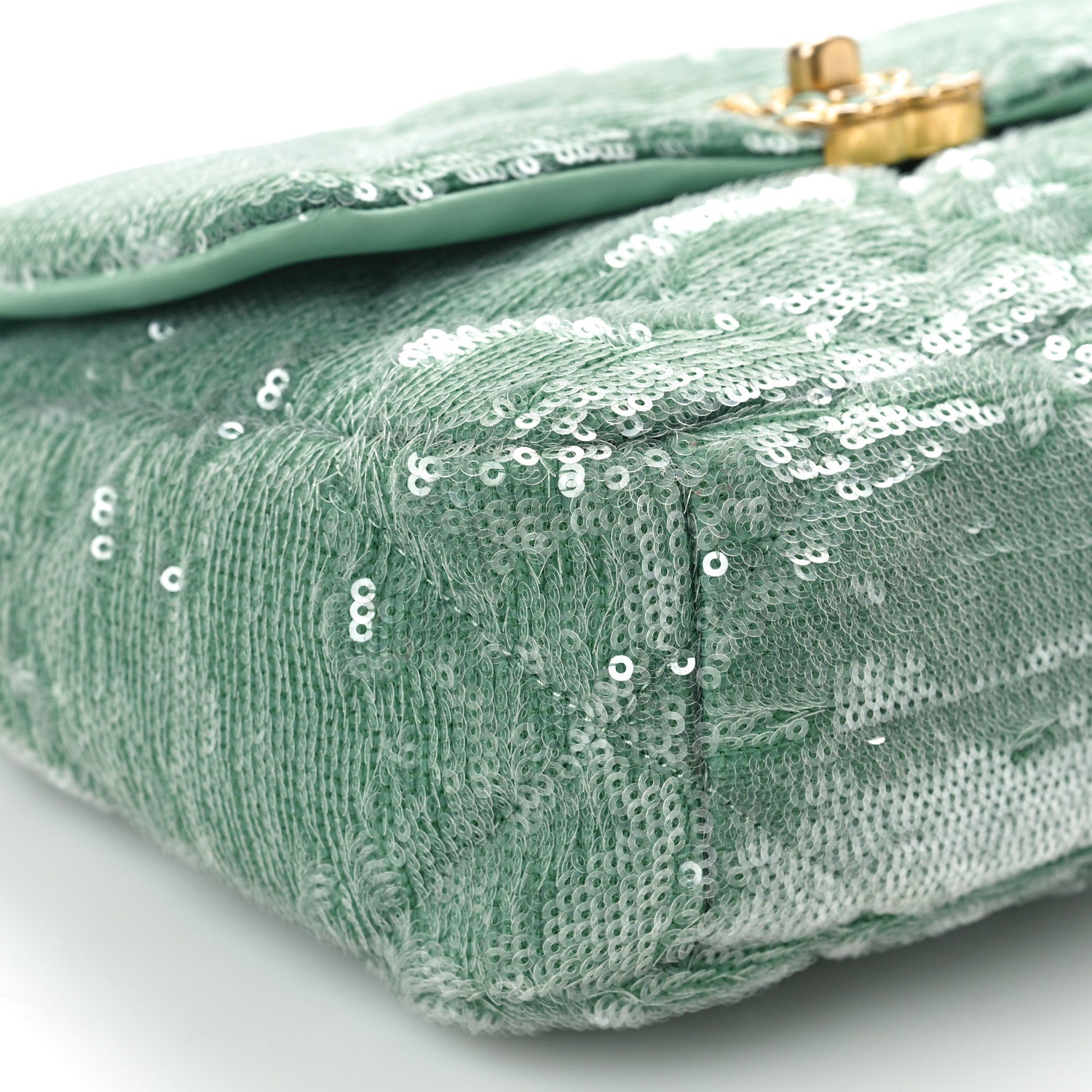 Chanel Sequin Quilted Medium Chanel 19 Flap Light Green 9 of 10