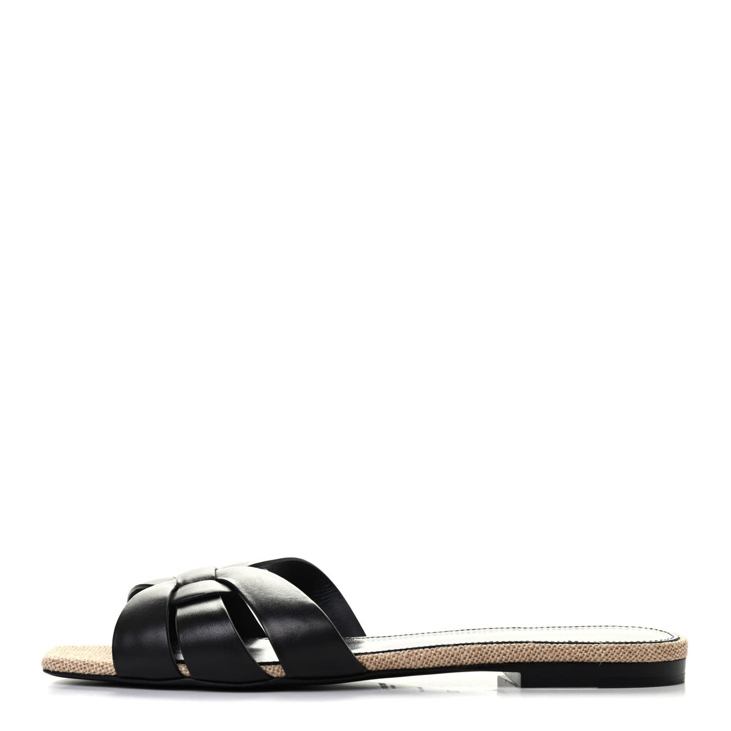 Calfskin Canvas Tribute 05 Slide Sandals 37 Black