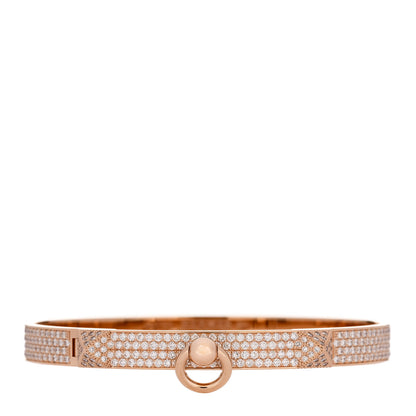Hermes 18K Rose Gold Diamond PM Collier De Chien Full Pave Bracelet SH 1 of 4