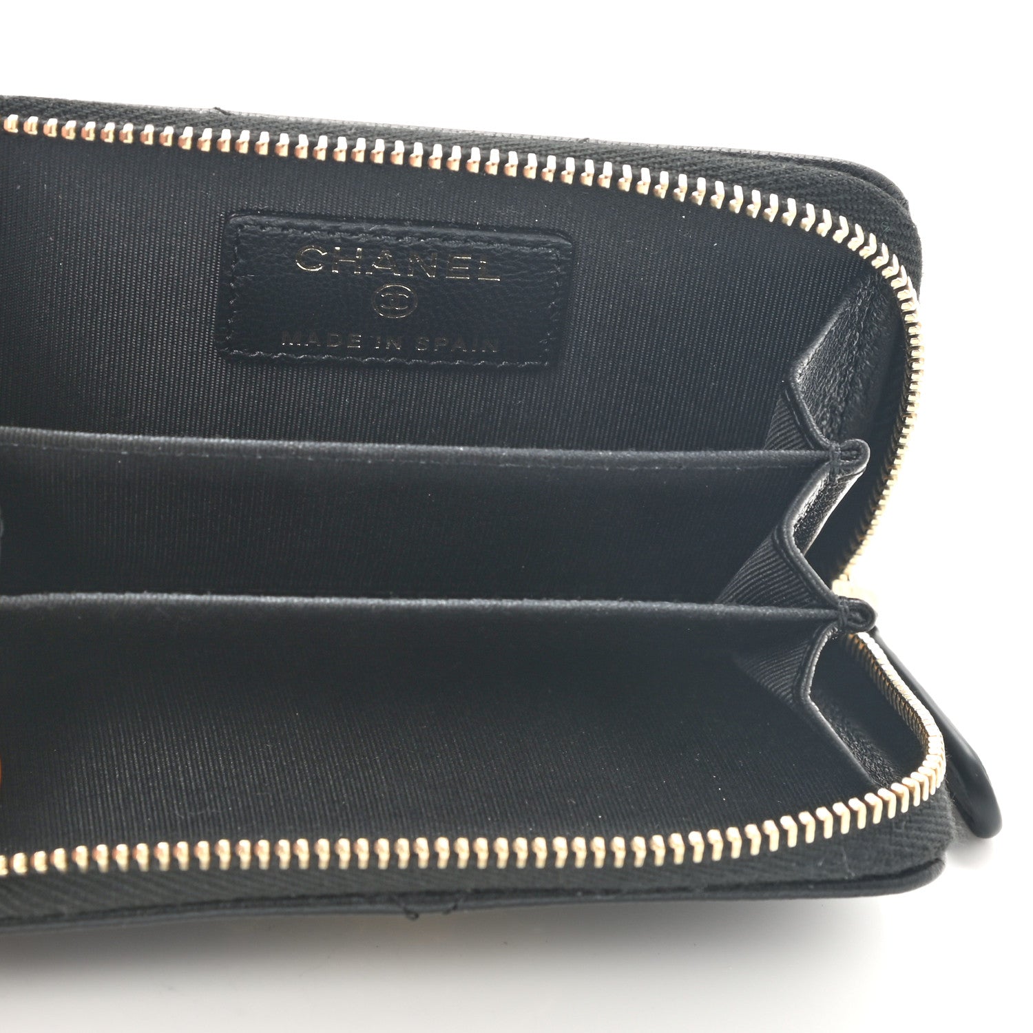 Chanel Goatskin Quilted Chanel 19 Zip Around Coin Purse Wallet Black 5 of 8